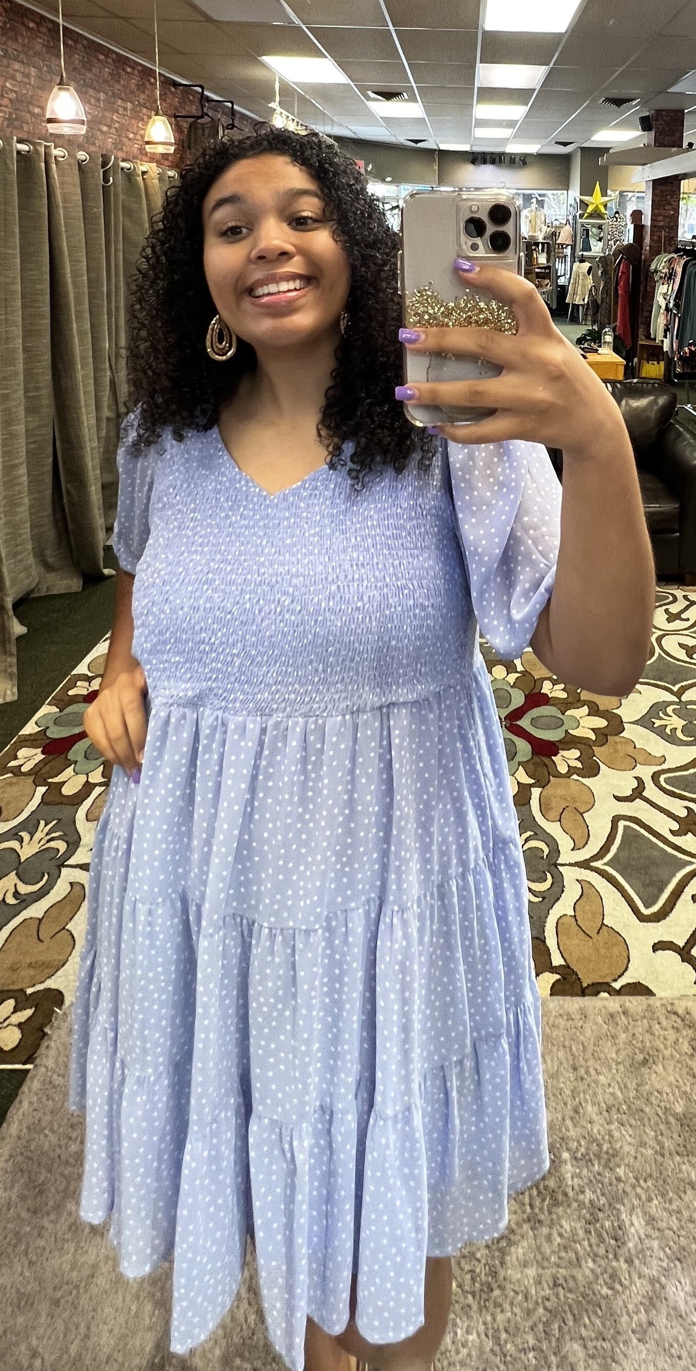 Sky Polka Dot Sheen Dress