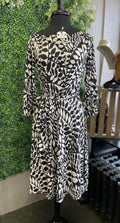 Venechia Print Boat Neck Midi Dress