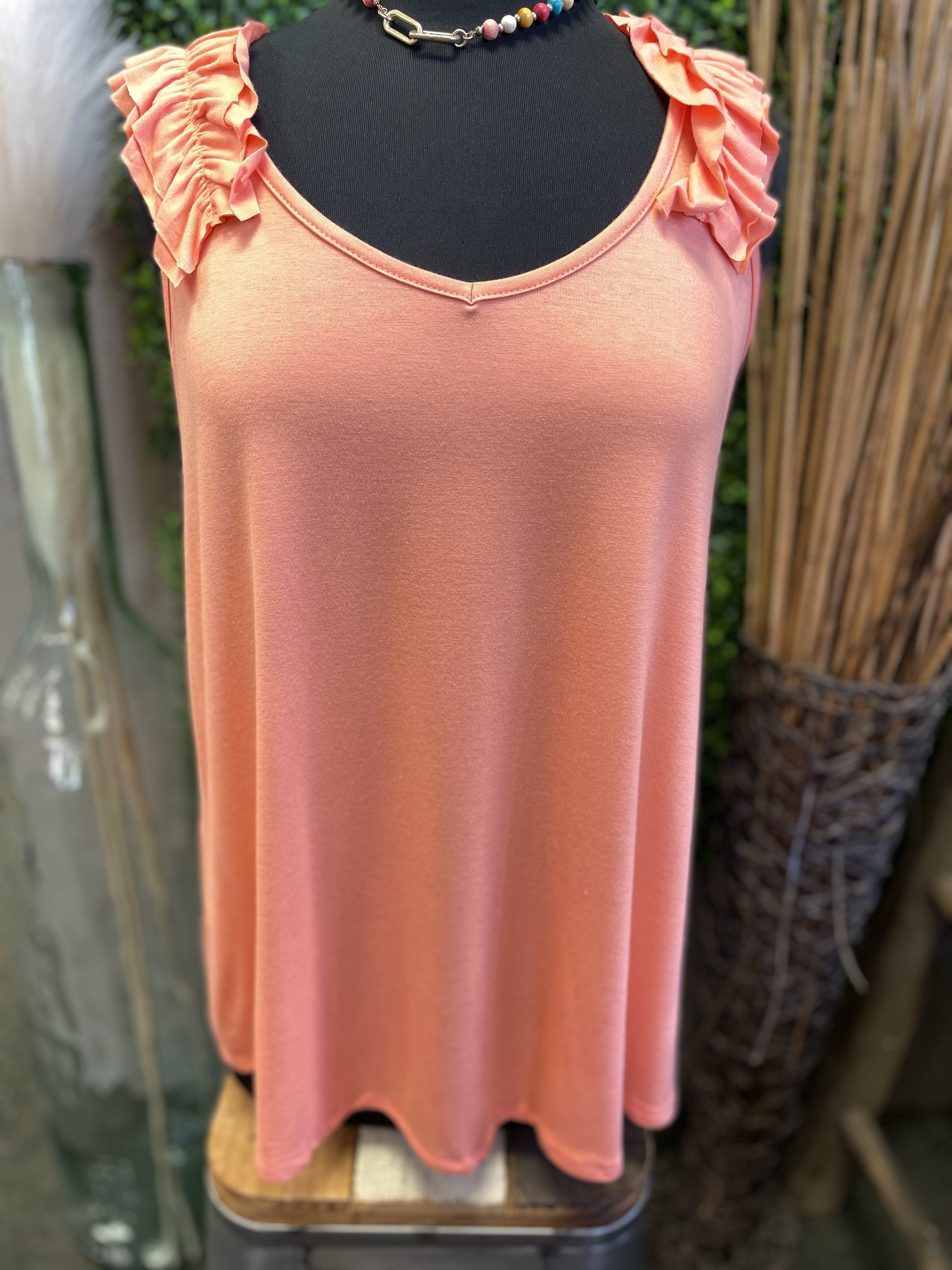 Plus Solid Ruffle Tank Top