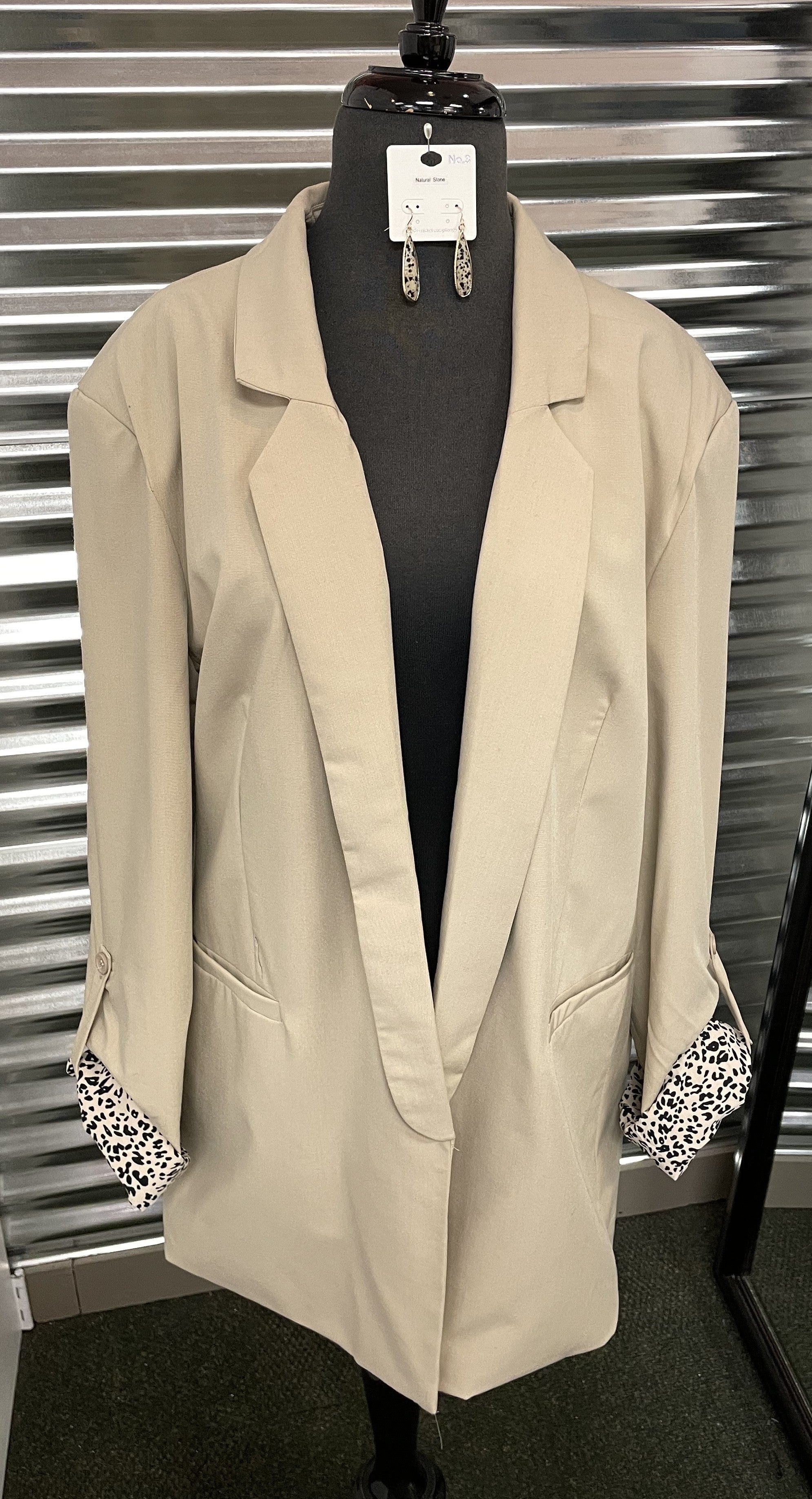 Animal Print Cuff Blazer