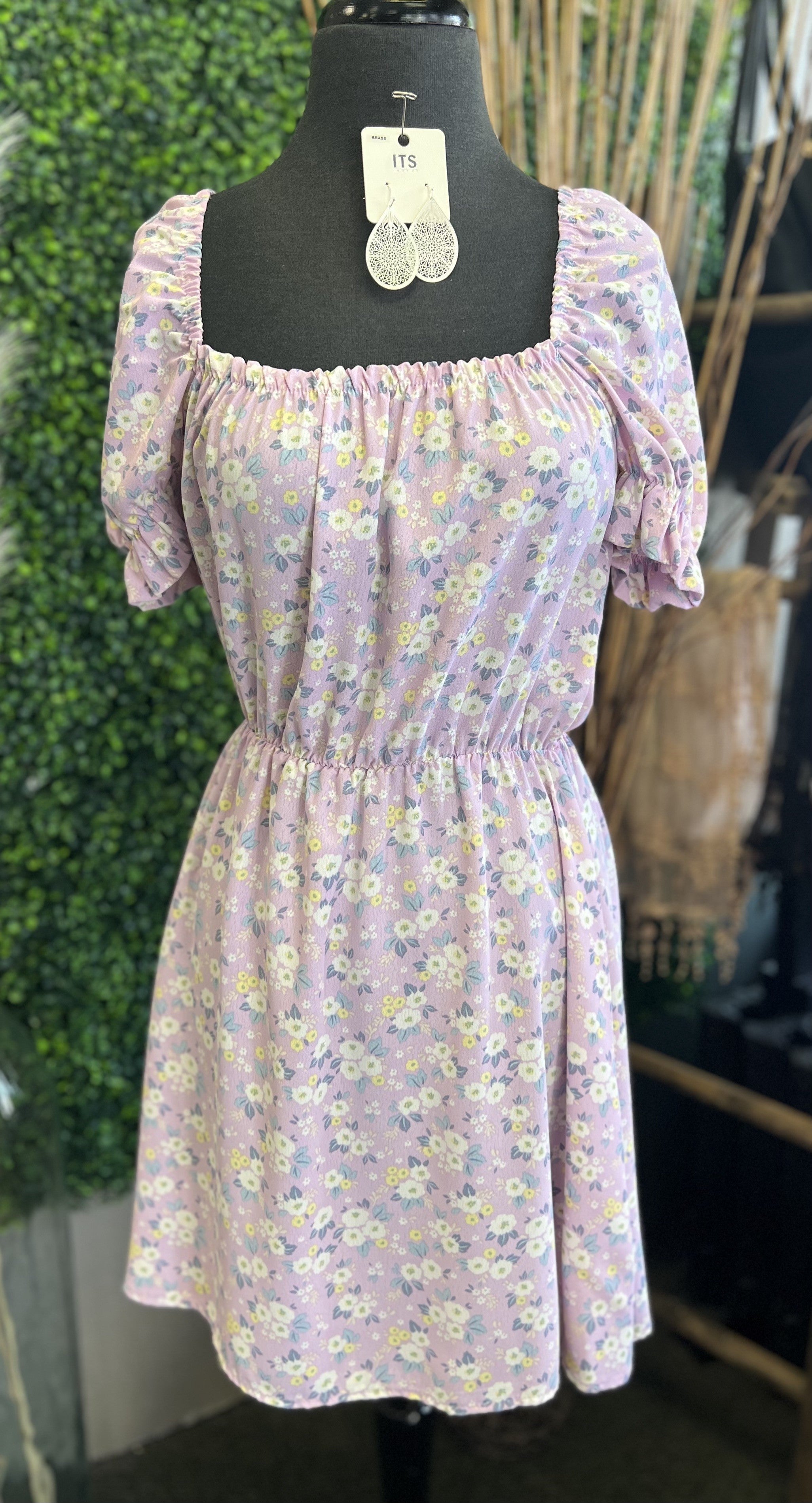 Cinched Sleeve Floral Dress