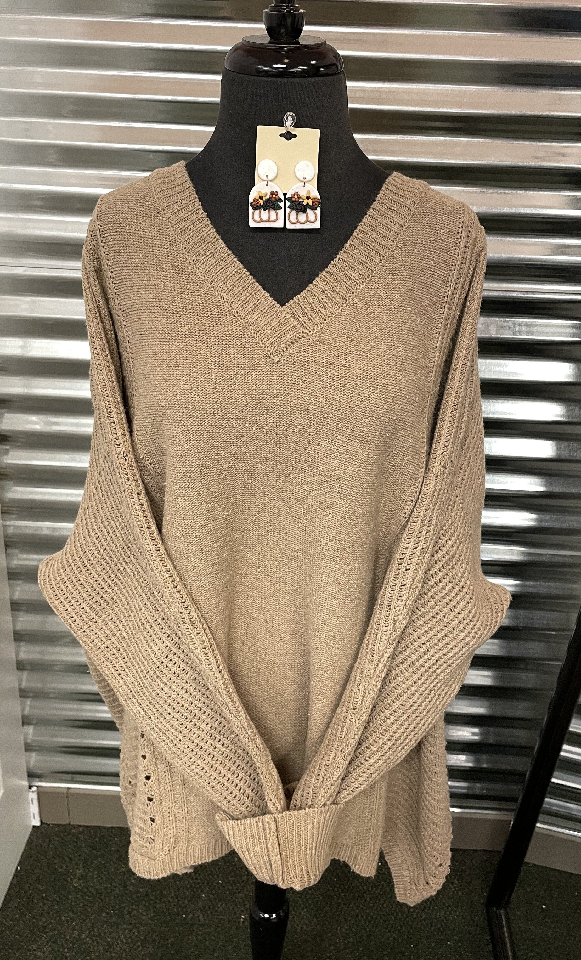 Waffle Knit Dolman Sleeve Sweater