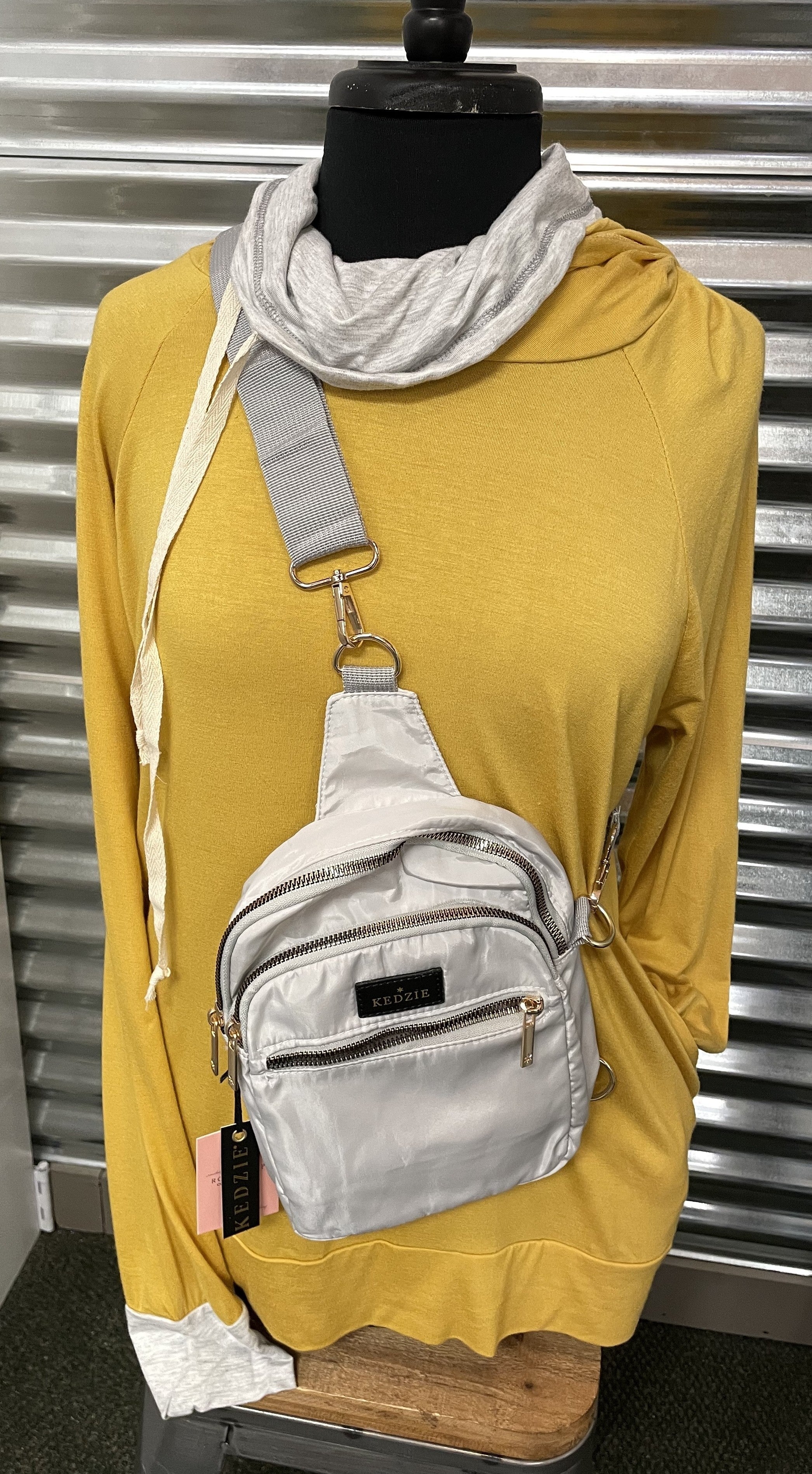 Color Block Knit Top w/ Cowl Neck