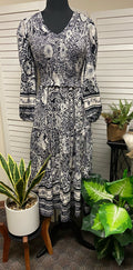Black Mix Smocked Dress