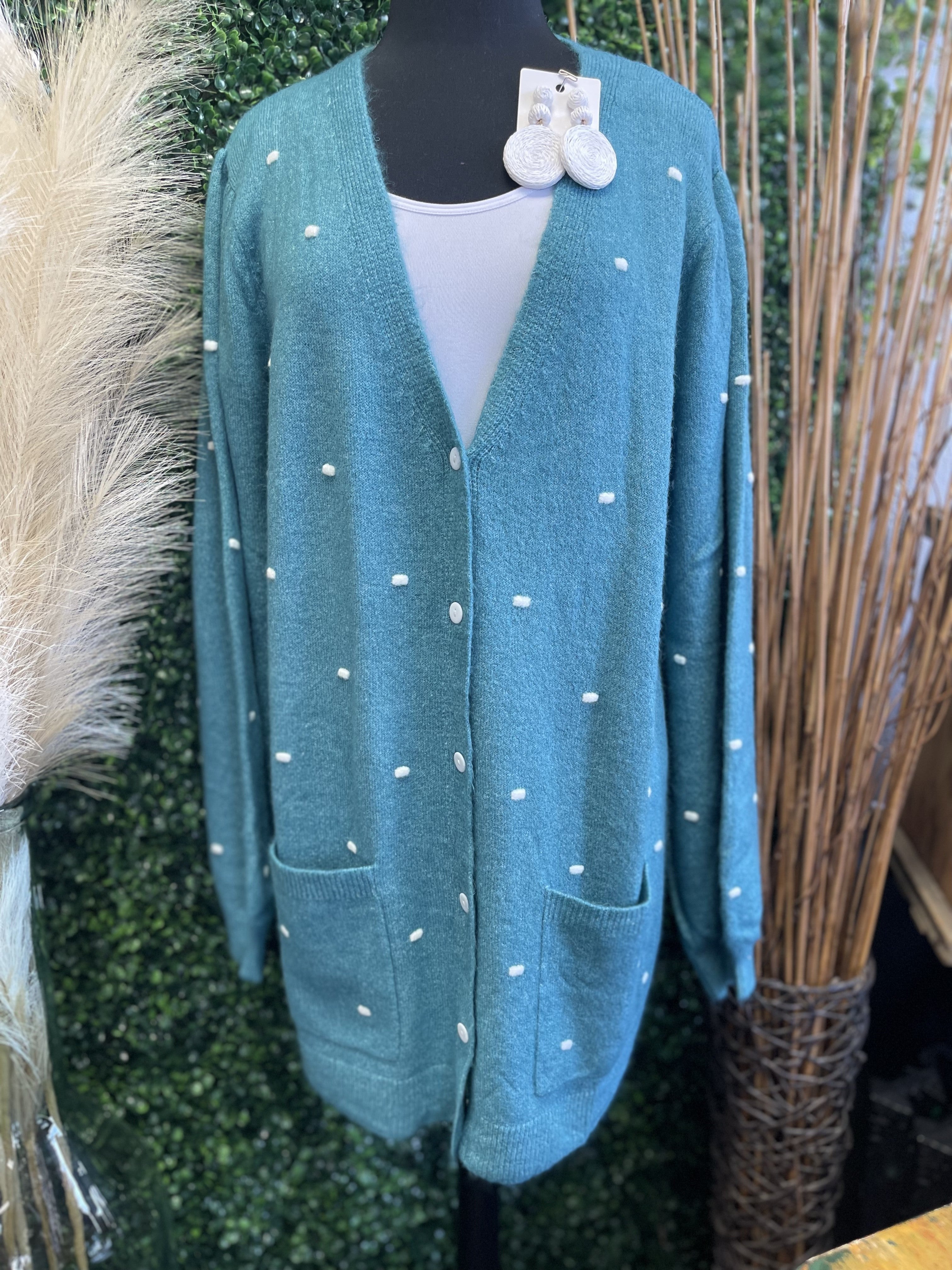 Polka Dot Cardi w/ Pockets