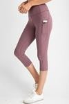 Capri Wide  waist band  side pockets leggings