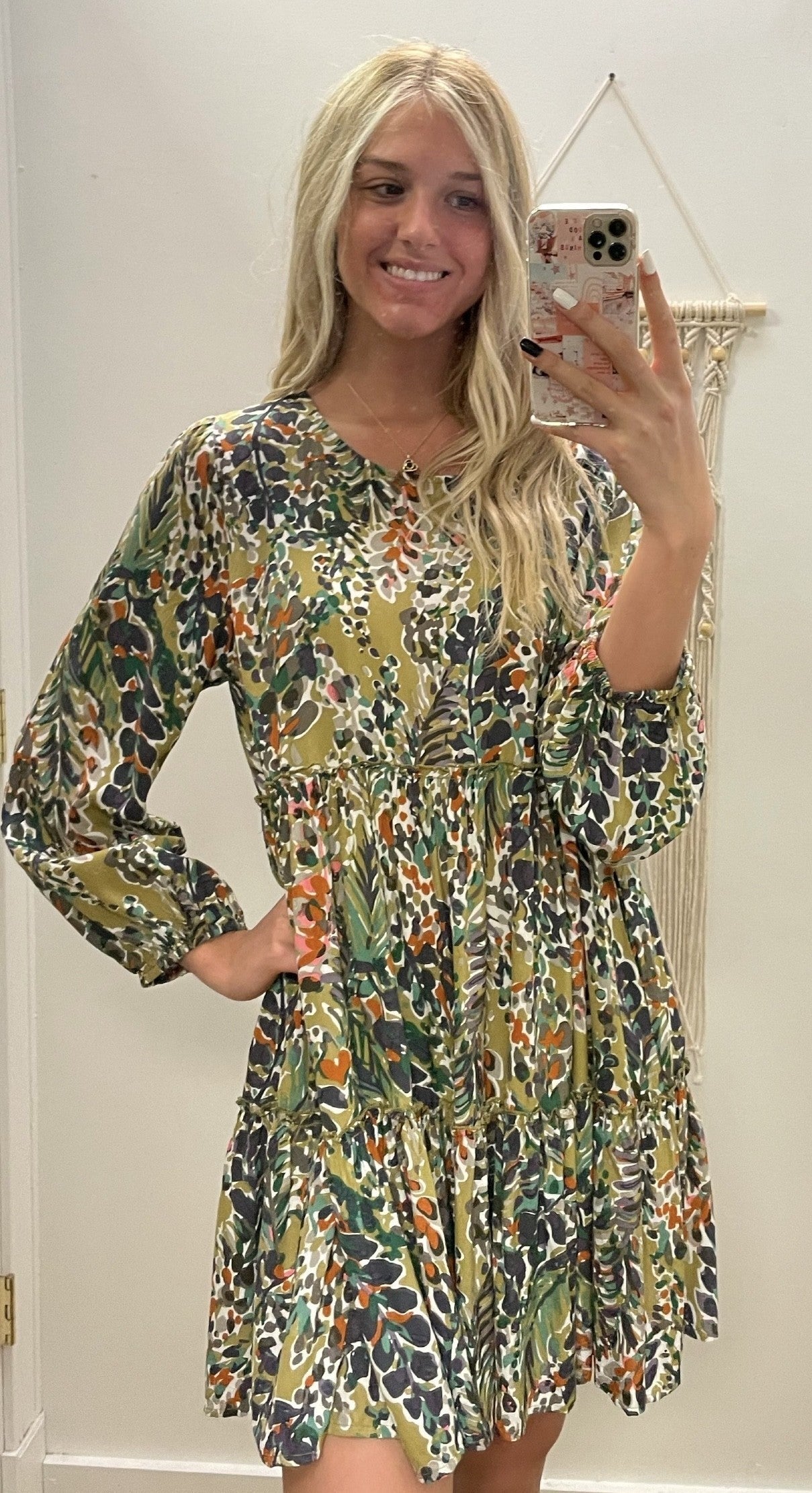 Moss Watercolor Babydoll Dress