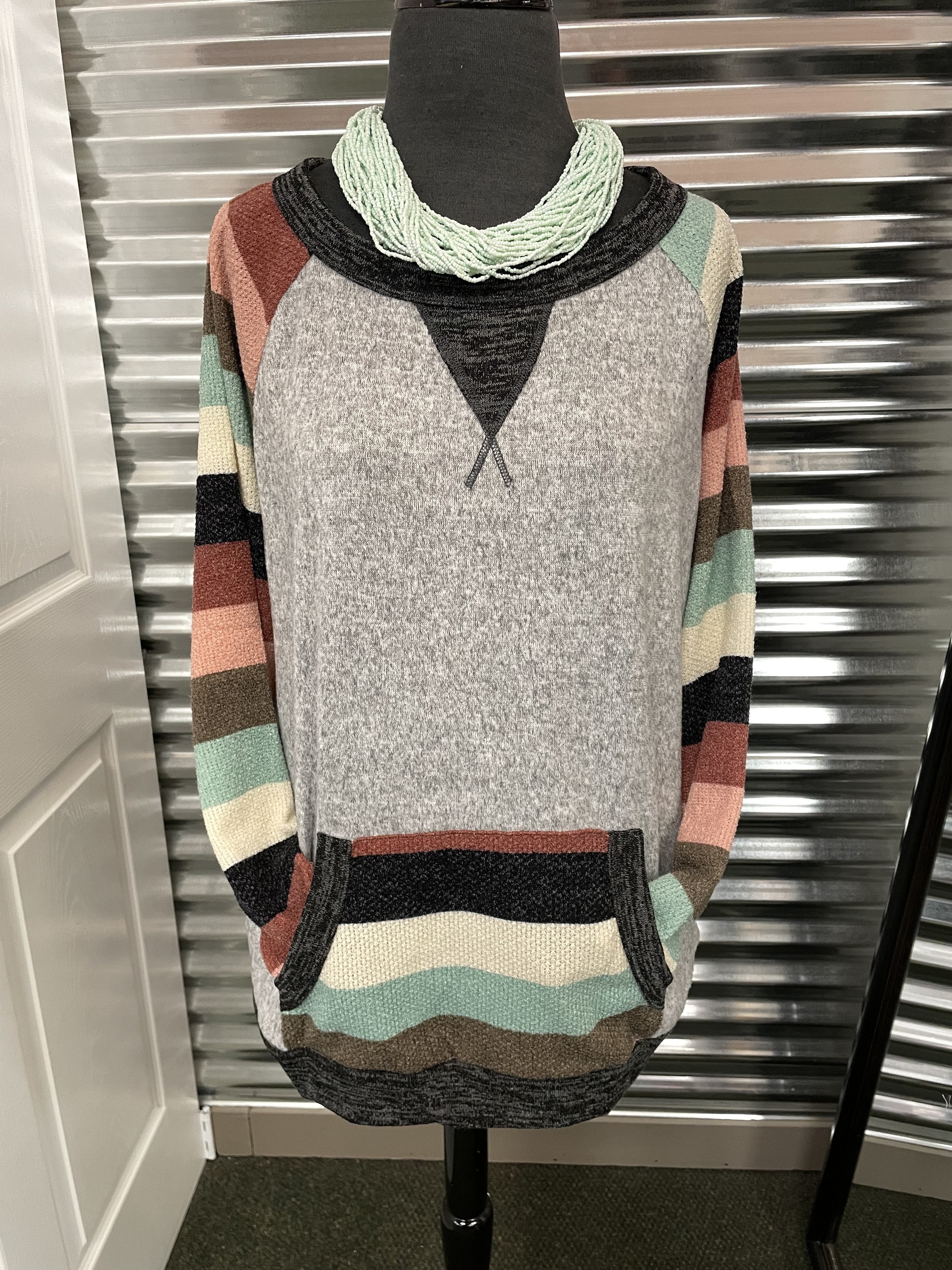 Soft Striped Ragland Pullover
