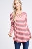 rust striped long sleeve v-neck criss cross top