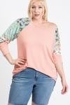 lavender mix print waffle knit top