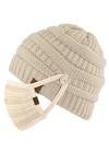 Ribbed Knit Beanie with Button mask