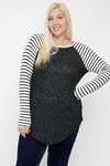 Two toned top with raglan long sleeves
