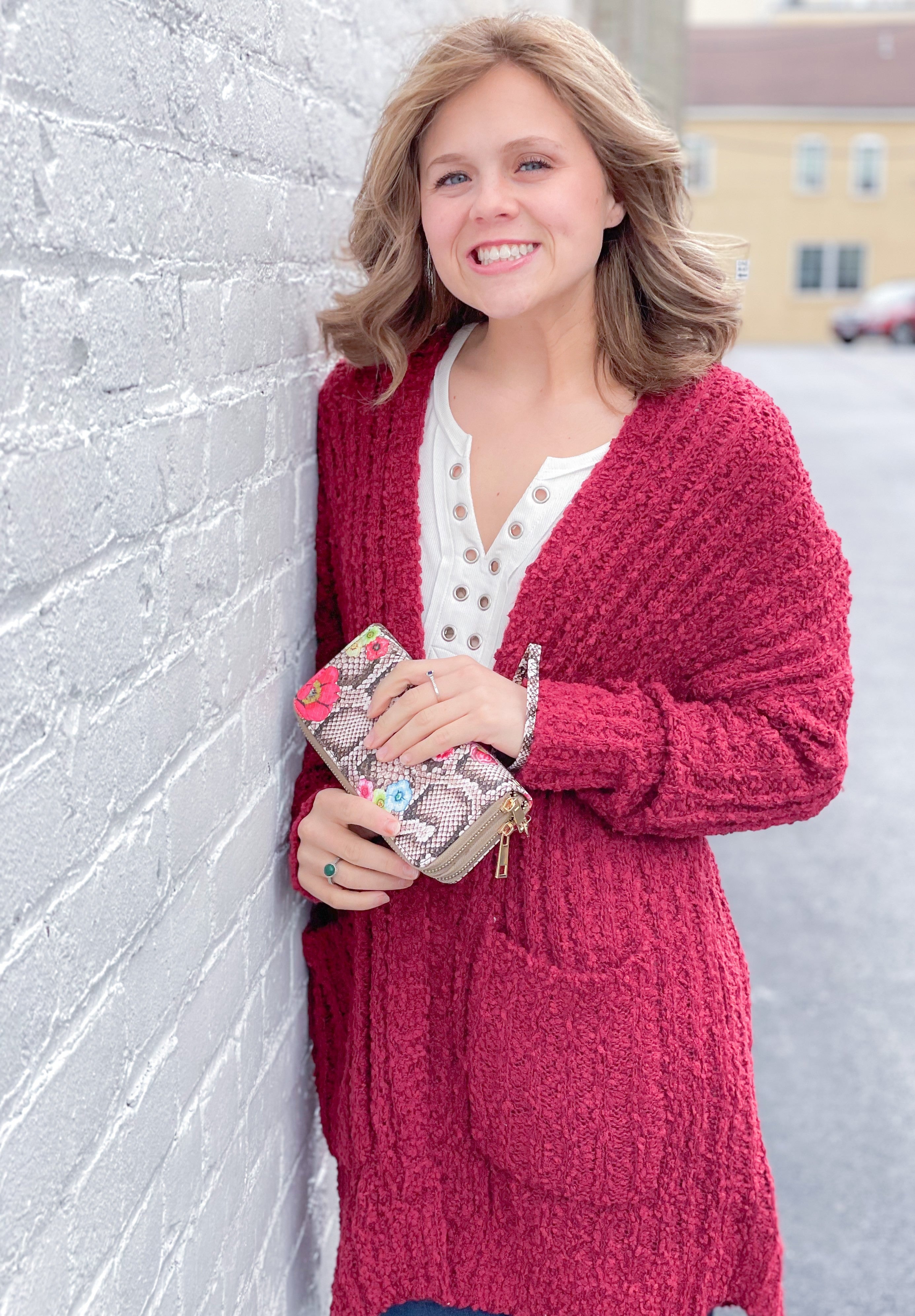 Popcorn Sweater w/ Pockets