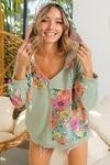 Floral Popcorn Waffle Pullover
