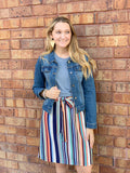 Waist Tie Striped Pencil Skirt