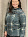 Green Button Mock Neck Sweater