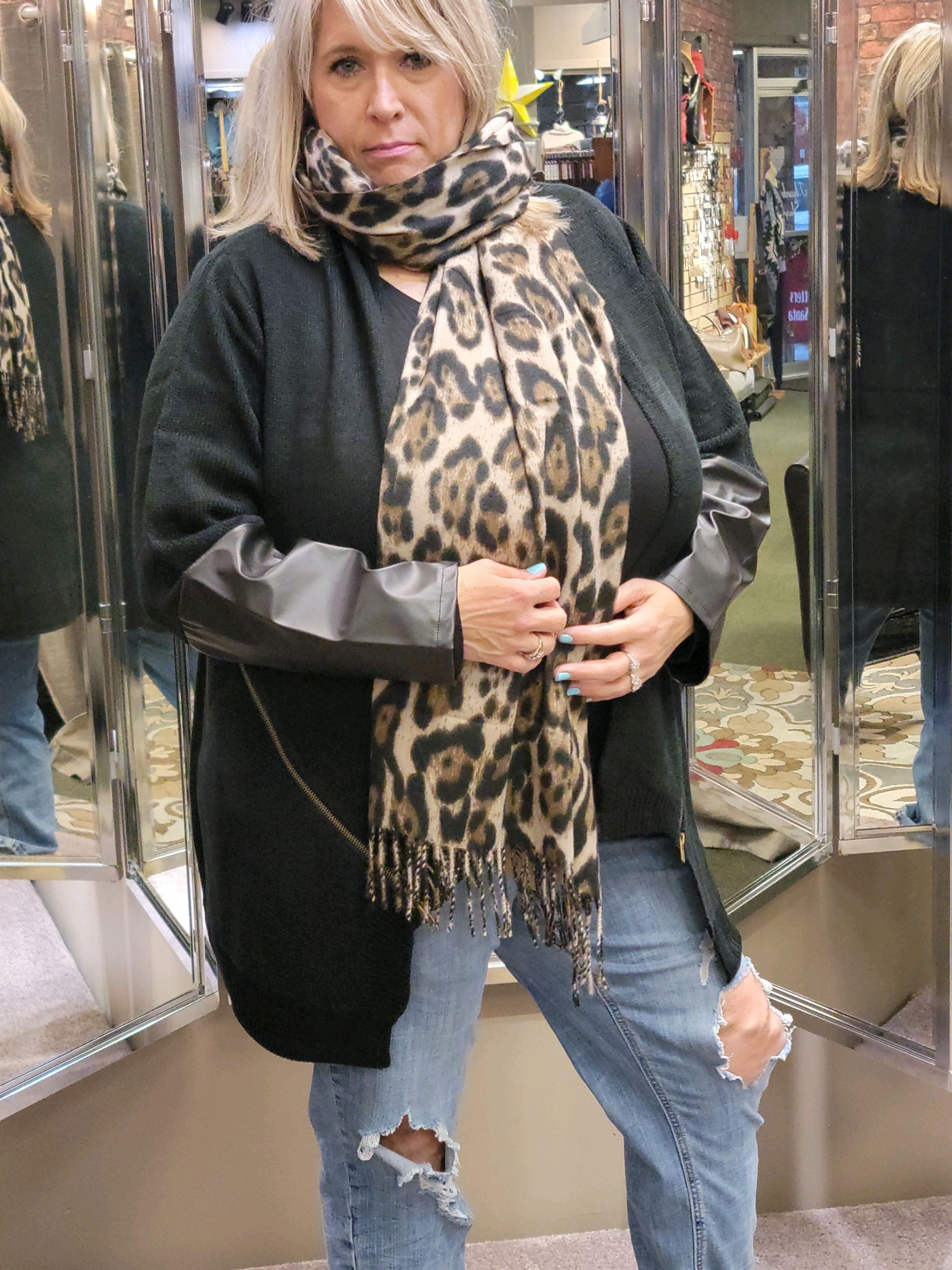 Black Cardi w/Contrast Sleeve