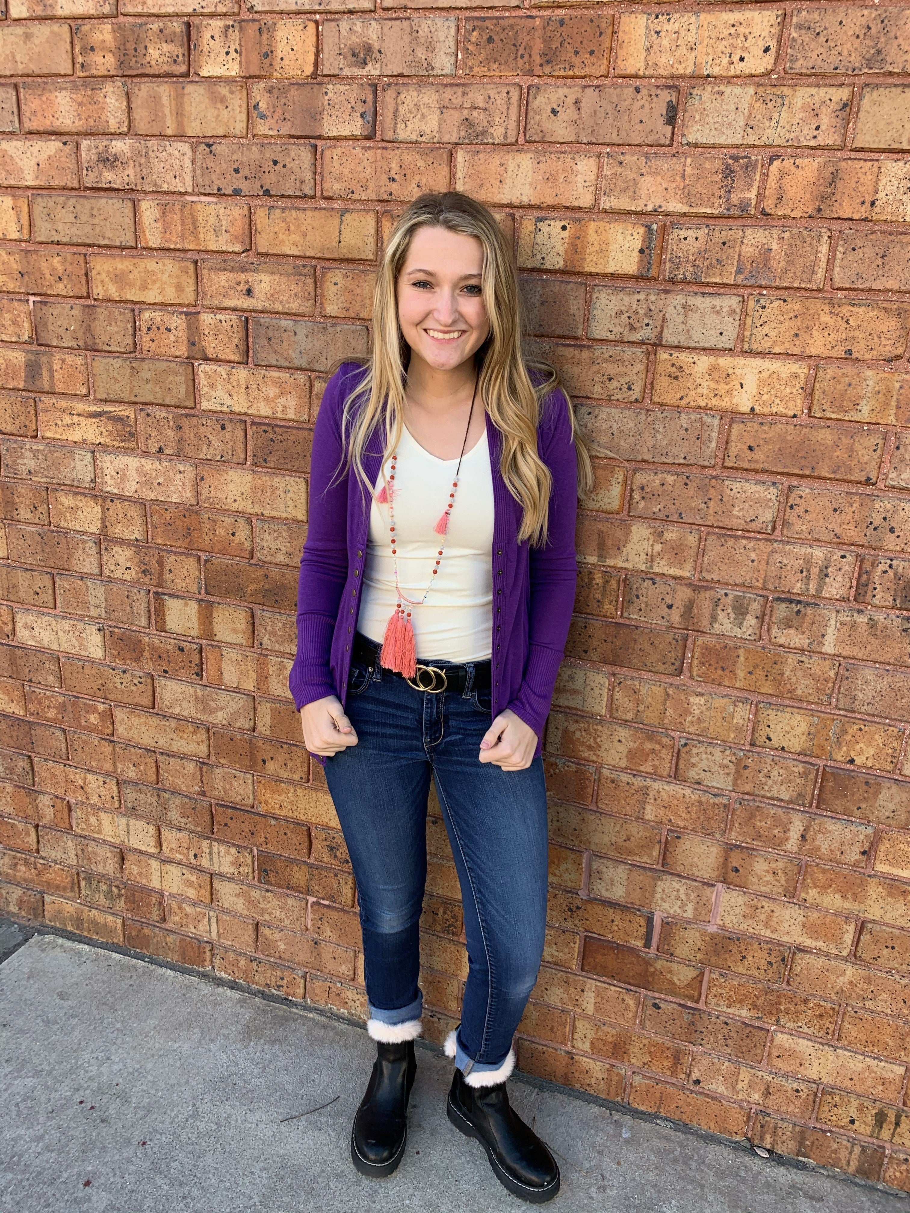 purple snap sweater