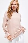 Black dot smock ock neck peasant sleeve top