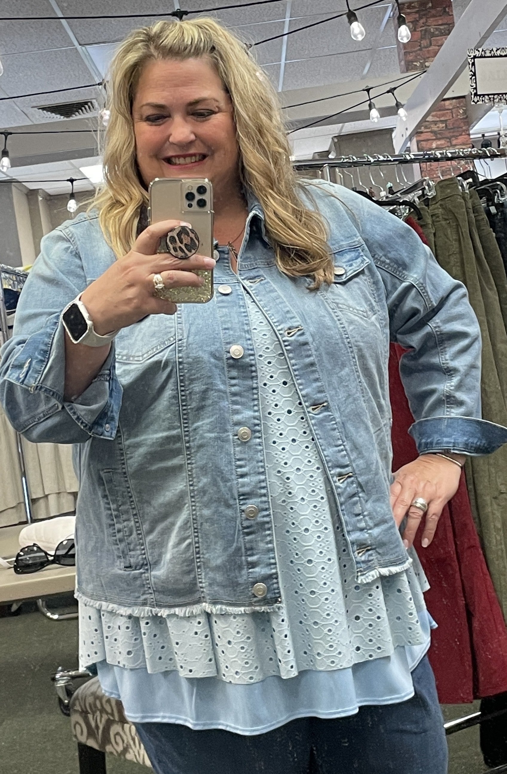 Denim Jacket w/ Frayed Hem