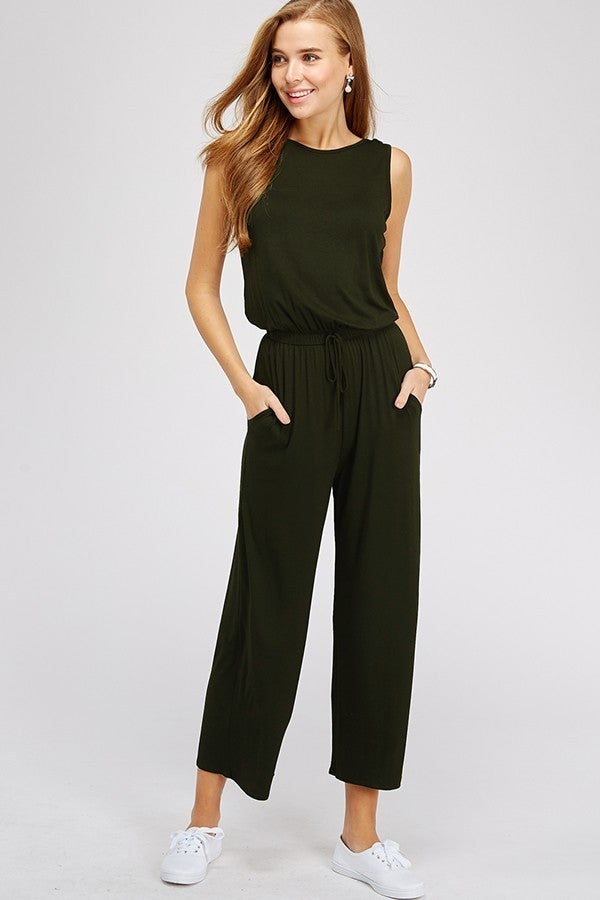 Cropped wide legged jumpsuit