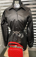 Faux Leather Blouse