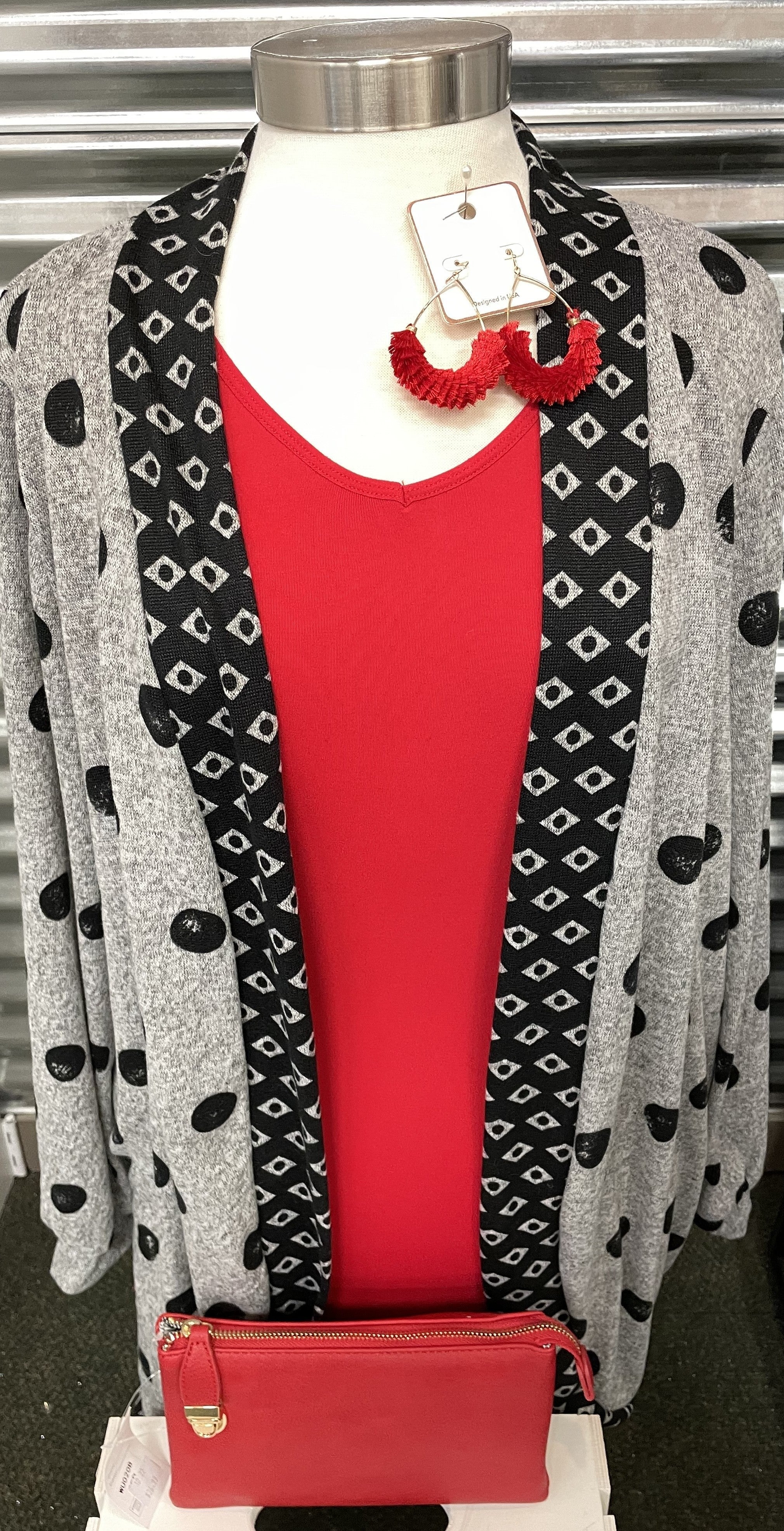 Polka Dot Cardi w/ Side Pockets