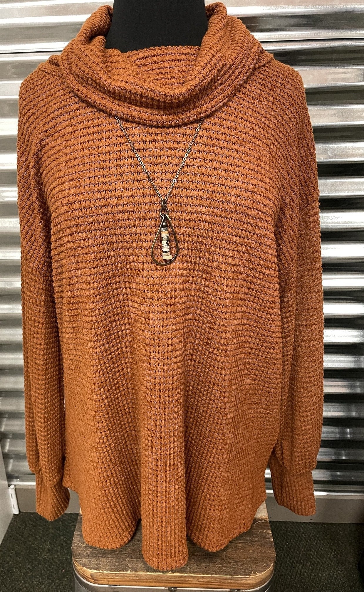 Waffle Top w/Cowl Neck