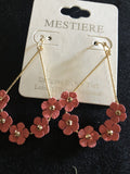 Coral Flower Teardrop Earrings