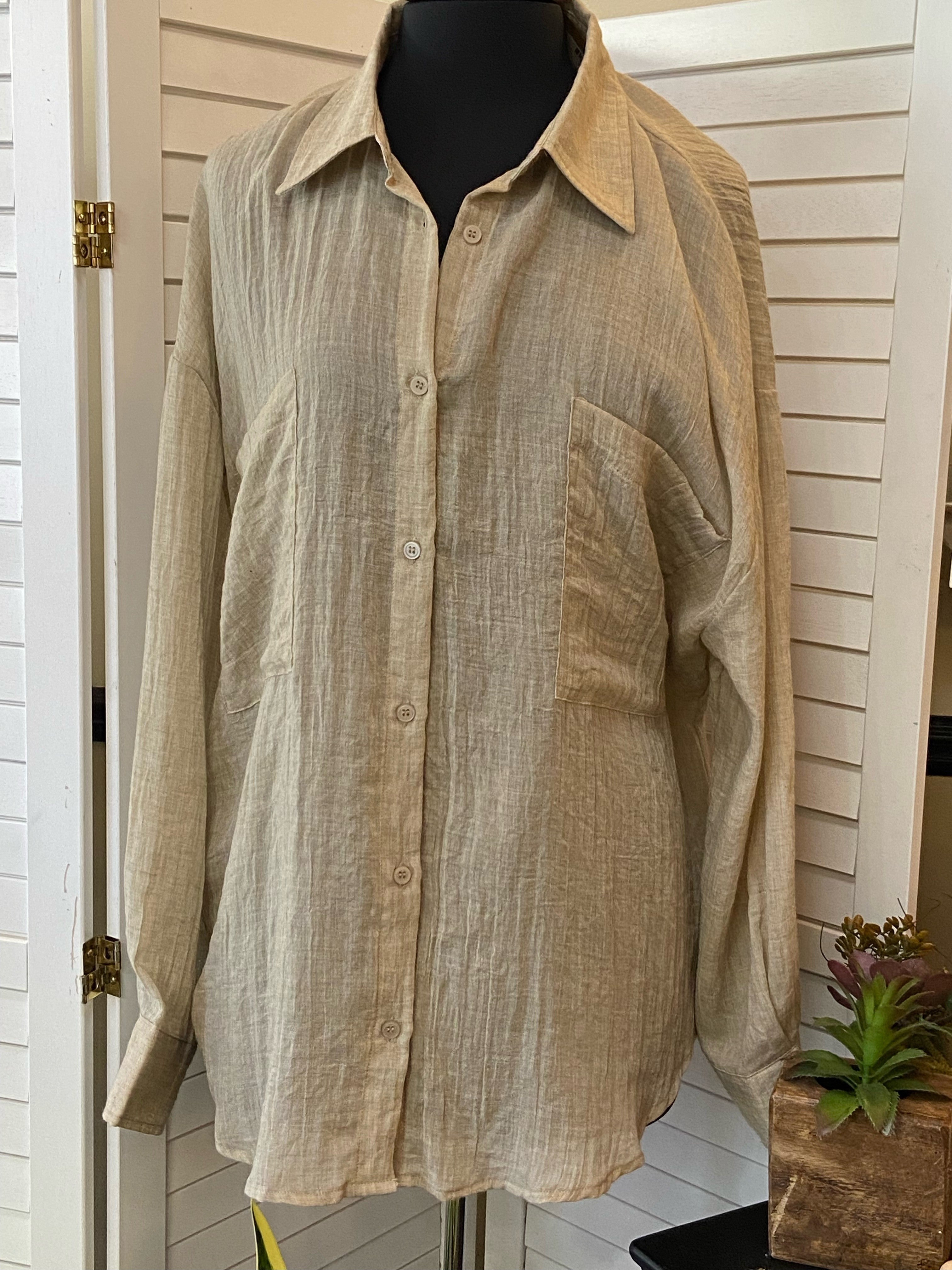 Button Down Long Sleeve Top
