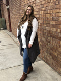 Popcorn knit drape front vest