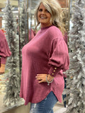 Raspberry Hacci Brush Pullover