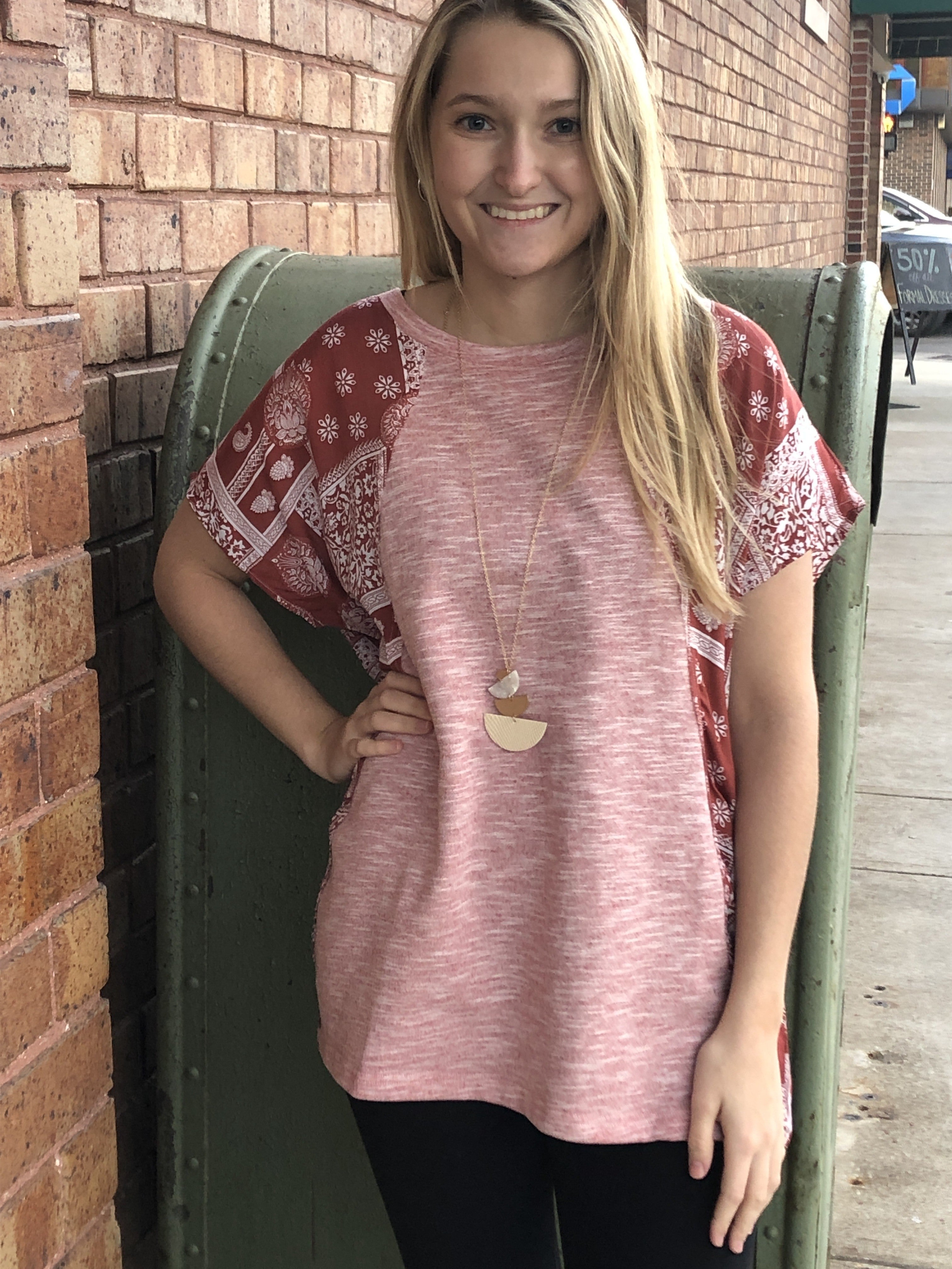 Solid Tunic Knit Top with Dolman Sleeves