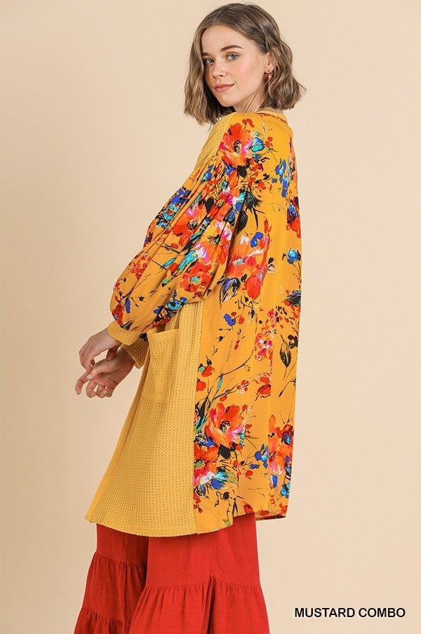 Waffle floral kimono