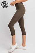 olive capri yoga pants with pockets