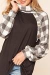 Blk/Ivory Cowl Neck Plaid Pullover