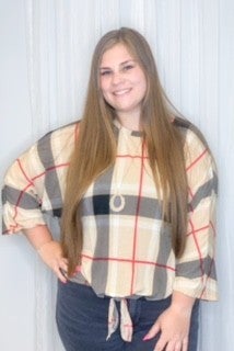 Beige Plaid Dolman Sleeve Top