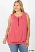 rose pleated waistband top