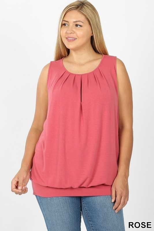 rose pleated waistband top