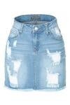 distressed denim mini skirt