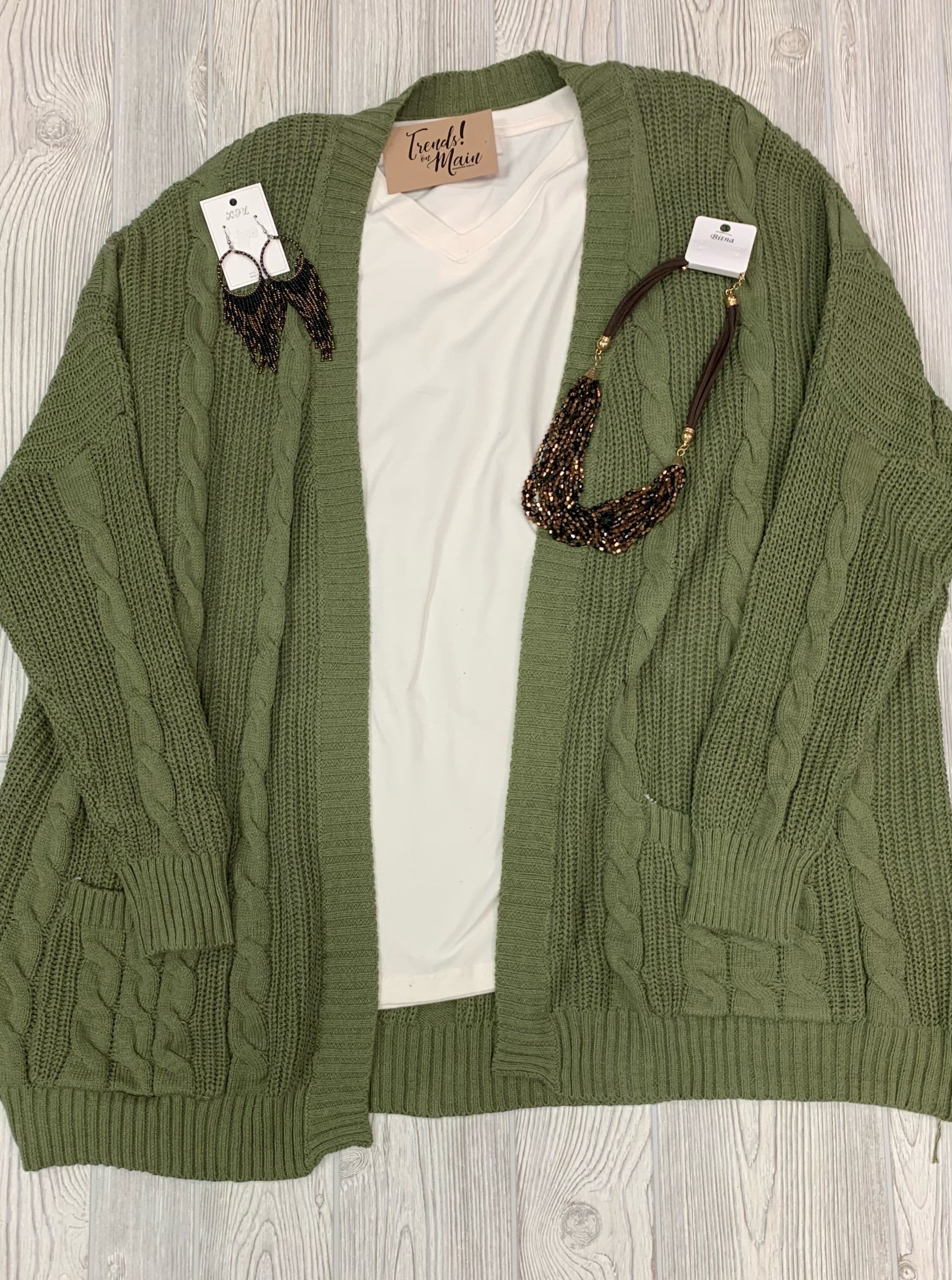 olive chunky knit sweater