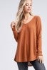 rust waffle v-neck dolman sleeve top