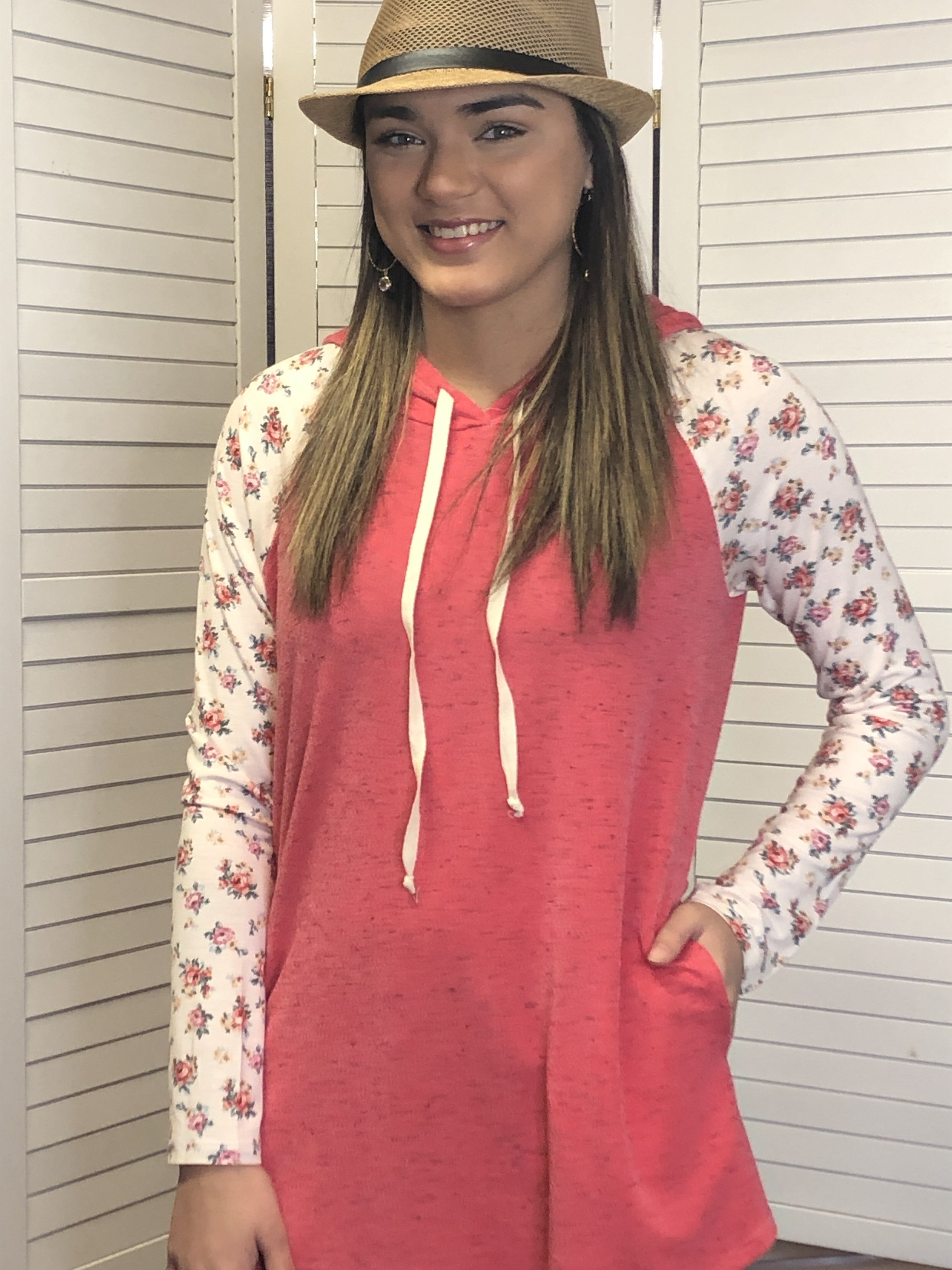 Hoodie with floral sleeves