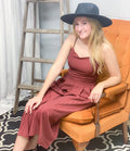 Burgundy Striped Lace Back Jumpsuit