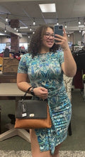 Modern Teal Tie Front Dress