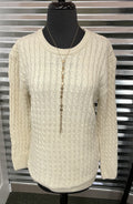 Round Neck Cable Knit Sweater