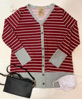Striped button cardi