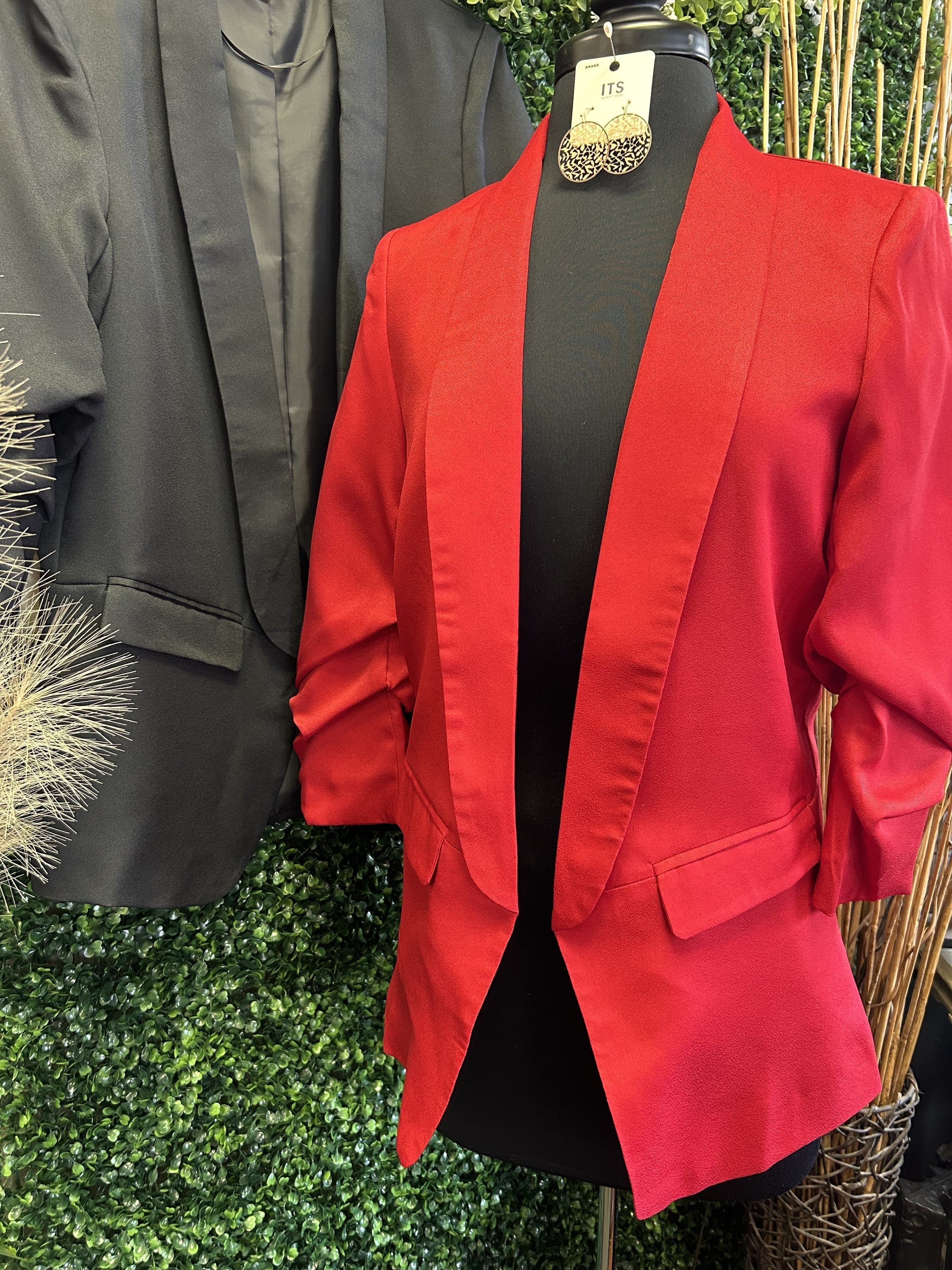 Blazer with Ruched Sleeves