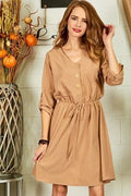 Sage button dress