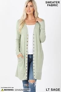 Thigh length snap sweater